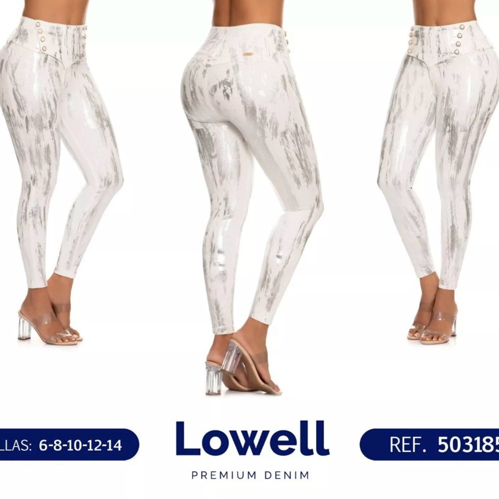 LOWELL JEANS COLOMBIANOS, Butt Lifter Women Fashion High Waist White Jean SIZE 5